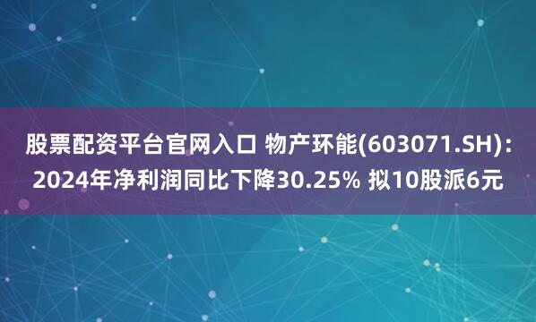 股票配资平台官网入口 物产环能(603071.SH)：2024年净利润同比下降30.25% 拟10股派6元